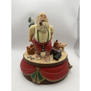 Vtg Santas Best Animated Music Box Christmas Santa Claus Wind Up Original 93